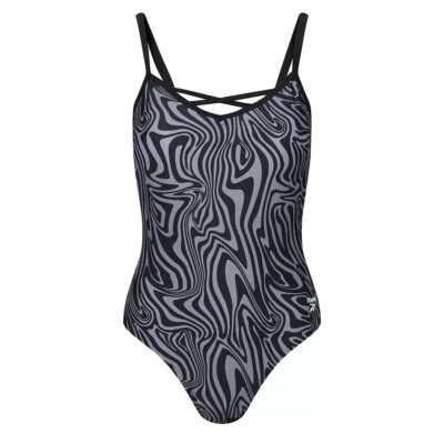 Traje de baño Reebok para dama de 1 pieza en negro estampado animal talla pequeña UK10 Foto 1 de 4