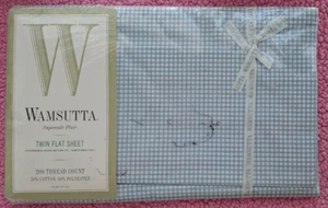 Vintage Wamsutta Twin Flat Sheet Supercale Plus Gingham Blue White Check New! - Picture 1 of 3