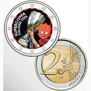 2€ EURO COLORATO - MILAN CAMPIONE SUPERCOPPA 2024/1 - Imagen 1 de 1