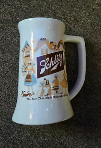 TAZA DE CERVEZA DE CERÁMICA VINTAGE SLITZ 6" DE ALTO VIDRIO PIEDRA SUIZA Milwaukee WI - Imagen 1 de 3