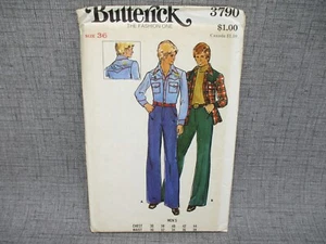 Butterick 3790 Sewing Pattern Men's Shirt Pants Embroidery Transfer size 36 - Picture 1 of 5
