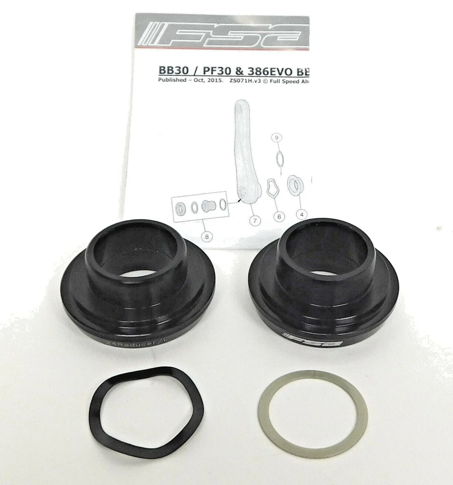 FSA Pf30 to MegaExo Bottom Bracket Adapter for 24mm Spindle Cranks