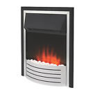 Electric Fireplace Inset Plug In Black Silver LED Optiflame Pebble Effect 2kW