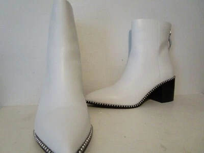 Steve Madden Mujer Acuario Cuero Vestido Punta Punta Botín Blanco Talla 8 Foto 1 de 4