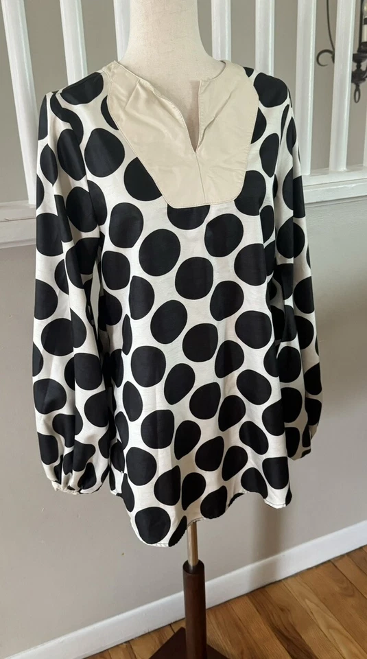 Nuvula Tunic Blouse White And Black Size S - Imagem 1 de 4
