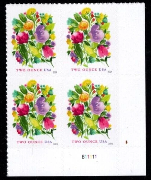 US Wedding Blooms 2 Ounce Forever Stamp Plate Block of 4 Scott #5850 - Image 1 of 1