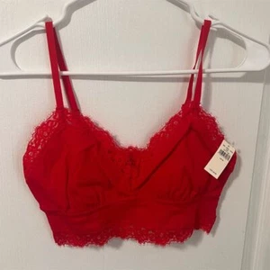 Sujetador Aerie de encaje rojo para mujer talla mediana correas ajustables nuevo con etiquetas - Imagen 1 de 8