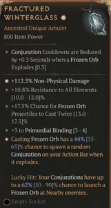 💥DIABLO 4💥TEMPORADA 8💥Sorcerer Amulet💥Fractured Winterglass GA Damage 4462 - Imagen 1 de 1