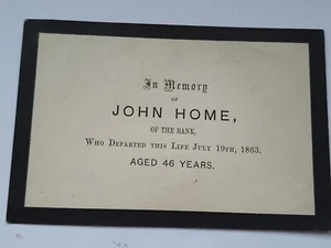 Obituary Funeral Passing 1863 Flower Card John home of the Bank aged 46 - Picture 1 of 7