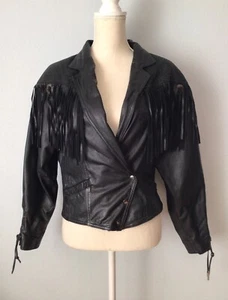 Vintage Bermans Western Boho Leder Fransen Biker Motorrad Jacke - Bild 1 von 17