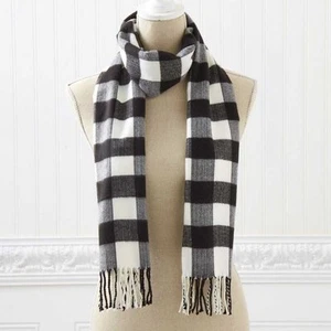 BLACK WHITE CHECK SCARF APPROX 72" LONG WOMEN'S CLOTHING ACCESSORIES SCARVES - Picture 1 of 1