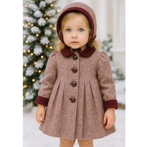Rothschild Vintage Girls Dress Coat Wool Blend Burgundy Red Made in USA Size 3 - Picture 1 of 7