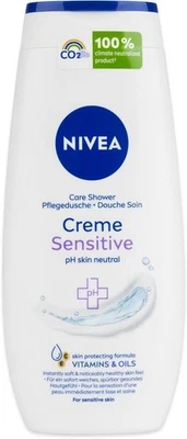 NIVEA Shower Cream Gel Rich Moisture Sensitive (250ml), Body Wash with Soothing