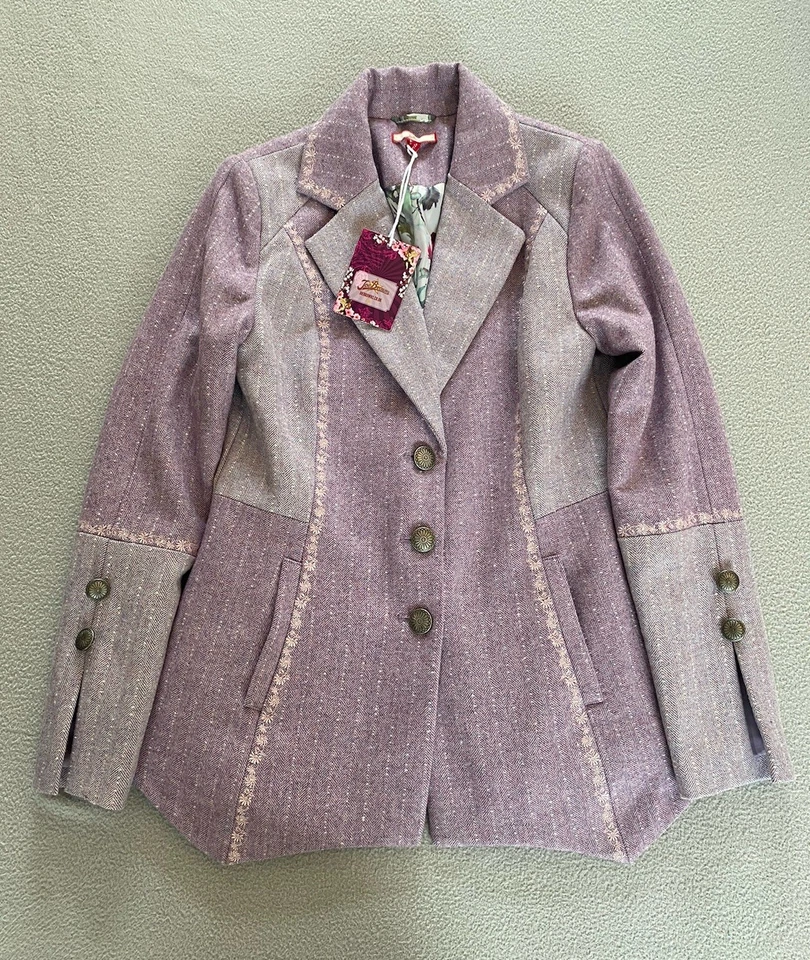 JOE BROWNS BLAZER SZ 8 LILAC PURPLE EMBROIDERED FLORAL WOMENS WOOL BLEND JACKET - Image 1 of 4