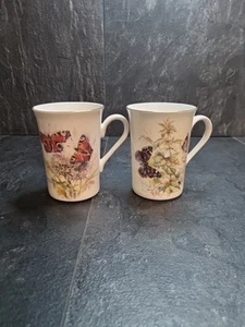 Vintage Berkshire Nettle & Butterflies fine bone china mug made in EnglandX2 - Picture 1 of 8