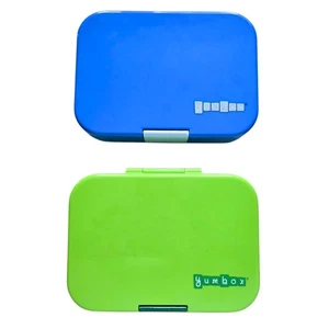 YUMBOX Set Of 2 Bento Lunch Boxes 6 Compartments Leak proof Green Blue - Picture 1 of 6