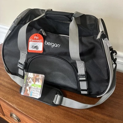 NOVO! Bergan Preto com Transportador Conforto Cinza Pet Grande Até 22 lb Compatível com Companhia Aérea - Imagem 1 de 4