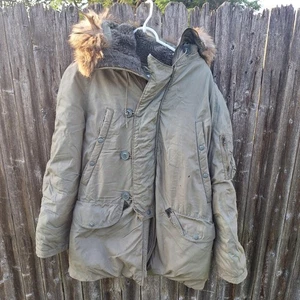 Vintage N-3B Parka Jacket Mens Small Fur Hood USAF Military Flight 70s Coat - Picture 1 of 14