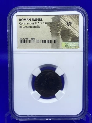 Древняя монета Римской империи Констанций II н.э. 337-361 BI Centenionalis хорошее состояние NGC - Изображение 1 из 4