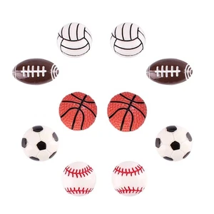 Set of 10 Sports Resin Flatback - Basketball Volleyball Baseball or Soccer - Picture 1 of 8