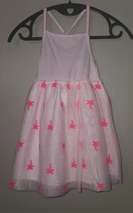 NEW CAT & JACK TODDLER GIRLS PINK PALM TREES TULLE DRESS SIZE 4T - Picture 1 of 4