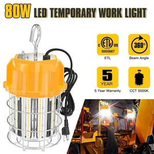 LED Temporary Work Light 80W Portable Construction Jobsite Lights 12,000lm 5000K - Picture 1 of 12