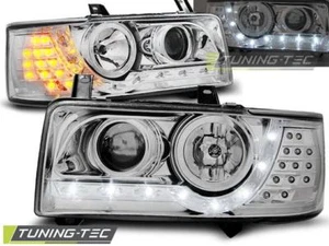 SCHEINWERFER VORNE VW T4 90-03.03 TRANSPORTER DAYLIGHT CHROM LED ANZEIGE - Bild 1 von 1