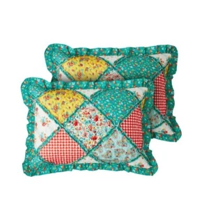 Nuevo Pioneer Mujer Pétalo Fiesta Almohada Simulada Set Talla Reversible Patchwork Estándar - Imagen 1 de 6