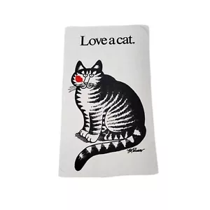 Toalla de playa vintage Kilban Love a cat Cat Kiss labios 57,5 pulgadas x 34 pulgadas felpa crema - Imagen 1 de 10