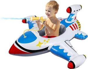 Baby Pool Float Inflatable Airplane Pool Float Boat with Handle & Squirt Gun,... - Picture 1 of 6