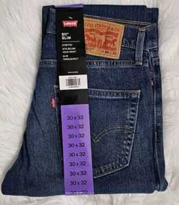 Levis Mens Jeans Blue 30x32 Stretch Denim 511 Slim Fit Classic 5 Pocket - Picture 1 of 11
