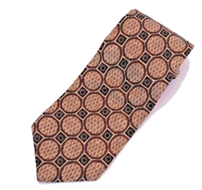 Corbata para hombre Guy Laroche marrón beige geométrica 100 % seda hecha en Canadá marrón/negro Foto 1 de 4