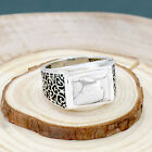 White Howlite Rectangle Cut 925 Sterling Silver Turkish Style Men's Ring Jewelry