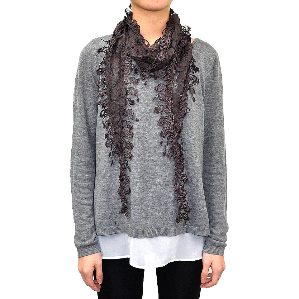 Bufanda de Encaje Larga Red Flecos Borla Transparente Lágrima Gota Lunares Bordado Foto 1 de 3