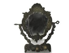 Rococo Ornate Brass Standing Adjustable Swivel Makeup Vanity Mirror Angels