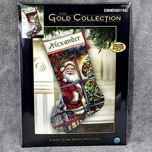 Dimensions Gold Collection Counted Cross Stitch Kit Candy Cane Santa Stocking - Picture 1 of 5