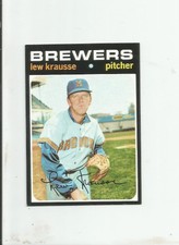1971 topps baseball #372 Lew Krausse Milwaukee Brewers NM+
