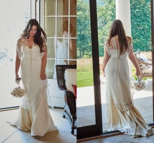 Plus Size Bohemain Wedding Dresses Lace Pearls Beaded Catherine Deane Lita Count - Picture 1 of 11
