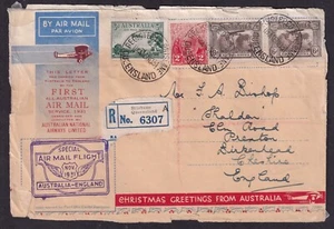 1931 Australia National Airways Service First Flight Cover Airmail to England - Picture 1 of 2