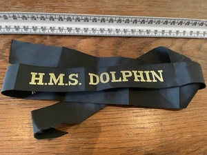 Genuine British Royal Navy HMS Dolphin Cap Tally - Full Length - Mint - Picture 1 of 2