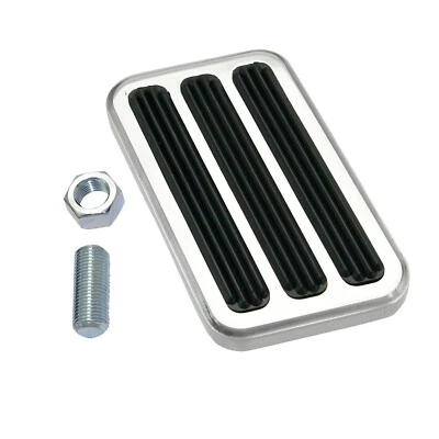 Large Universal Polished Billet Aluminum Brake Pedal Pad, 4-1/8" x 2-1/2" Incert Foto 1 de 4