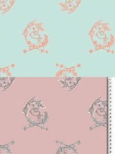 Hasen auf graublau mint altrosa Baumwolle Meterware Ostern Hase Baumwollstoff - Bild 1 von 7