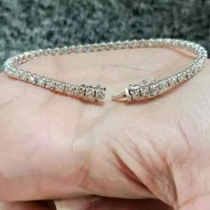 Certified Moissanite Tennis Bracelet 9.66 TCW Round Cut 14k White Gold Plated - Picture 1 of 8