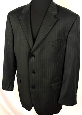 Andrew Fezza 100% Wool Men's Size 48L Premium Quality Suit Blazer Jacket Striped - Image 1 of 4