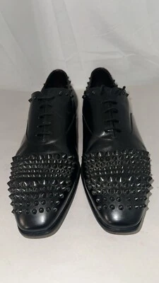 Zapatos de vestir US 8.5 ITALY Cesare Paciotti de cuero negro con tachuelas con cordones para hombre Foto 1 de 4