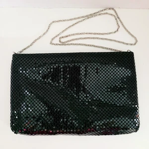 Vintage schwarz Netz silberfarben Kette Handtasche Crossbody Clutch Abendtasche Handtasche - Bild 1 von 12