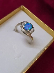 Party Wear Handmade Women Jewelry 925 Sterling Silver Opal Stone Ring - Picture 1 of 1