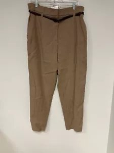 NWT brunello cucinelli women's tan LINEN BLEND pants US Size 10 Size 46 IT $2195 - Picture 1 of 13