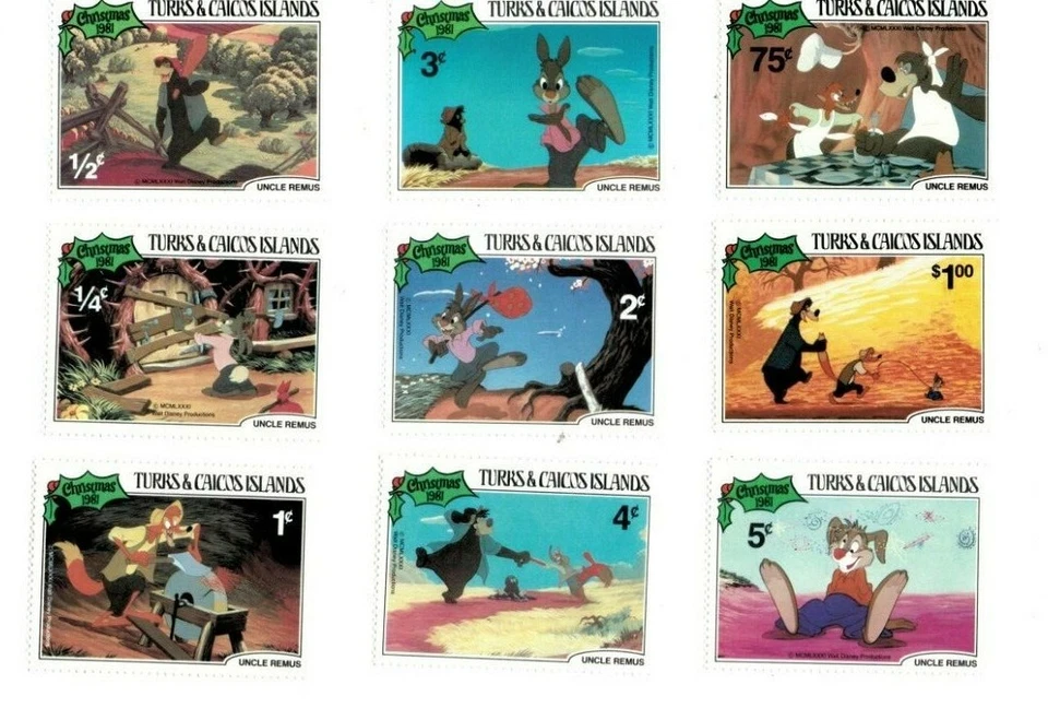 Islas Turcas y Caicos 1981 - Navidad Disney - Juego de 9 estampillas Scott #496-504 - MNH Foto 1 de 1
