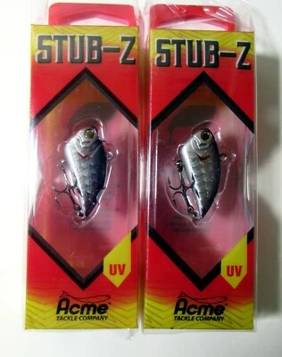 Acme Stub-Z 1.25" 3/16 OZ Lote de 2 #12SZ/PZ Ciruela UV Pintura Realista Jiggling Foto 1 de 4